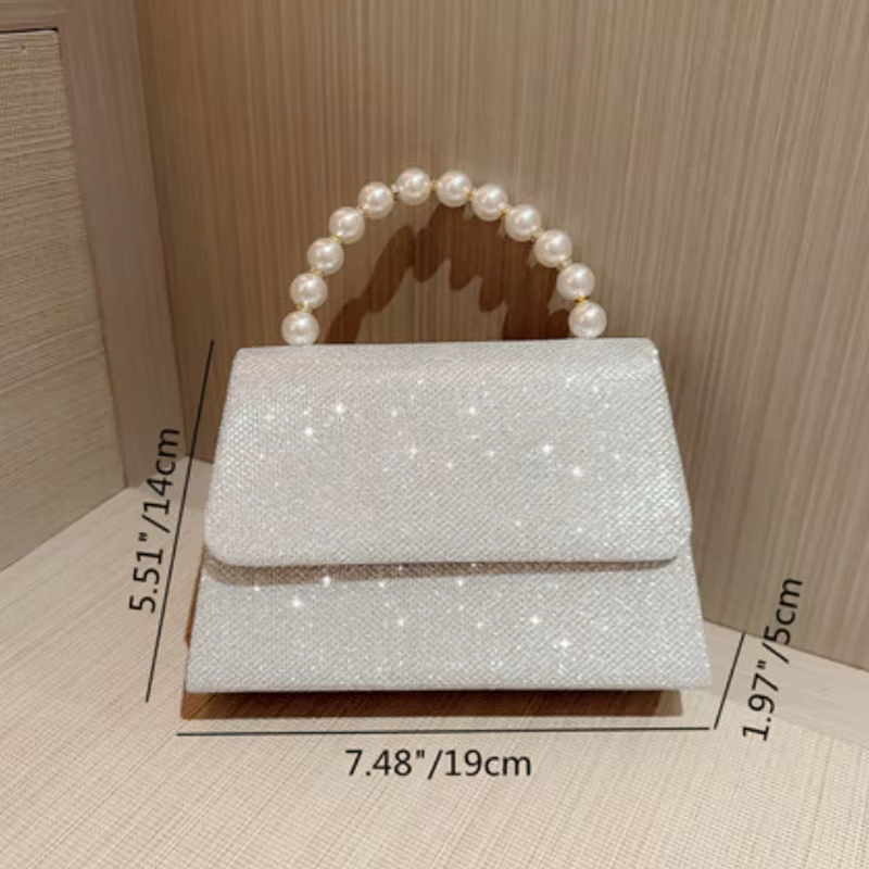 Perle chaîne sacs à bandoulière luxe sac à main or brillant soie sac de soirée femmes élégant mode Banquet pochette