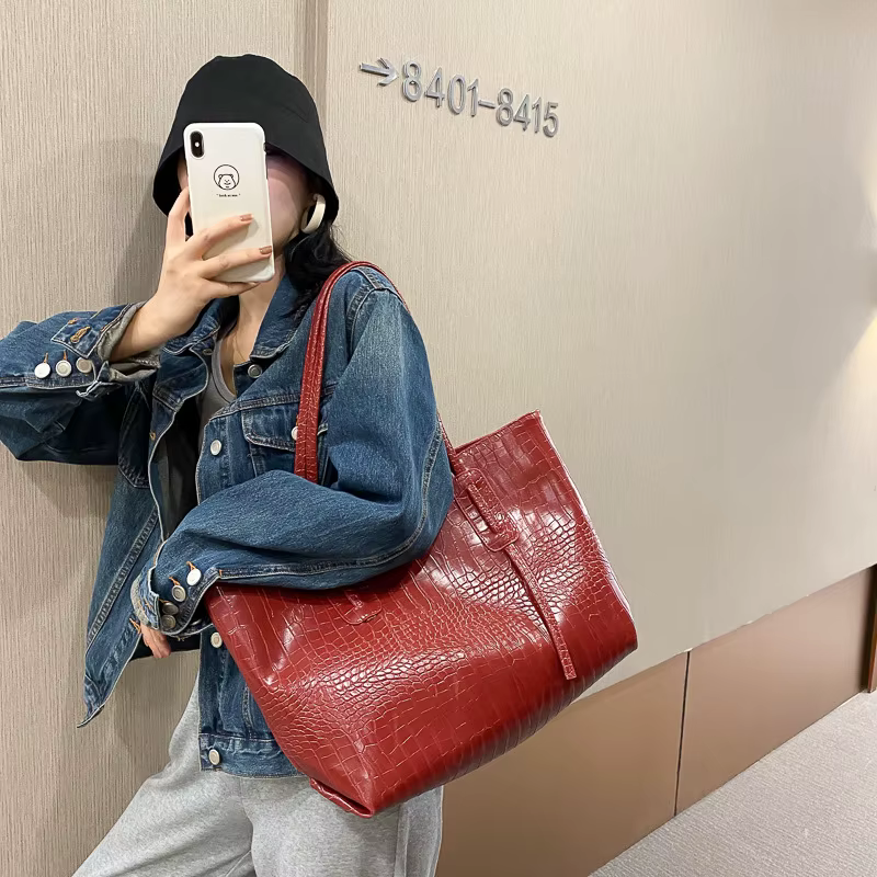Sac à bandoulière grande capacité pour femme style urbain 2025 – Nouvelle tendance mode polyvalente INS – Sac seau populaire et très prisé sur internet