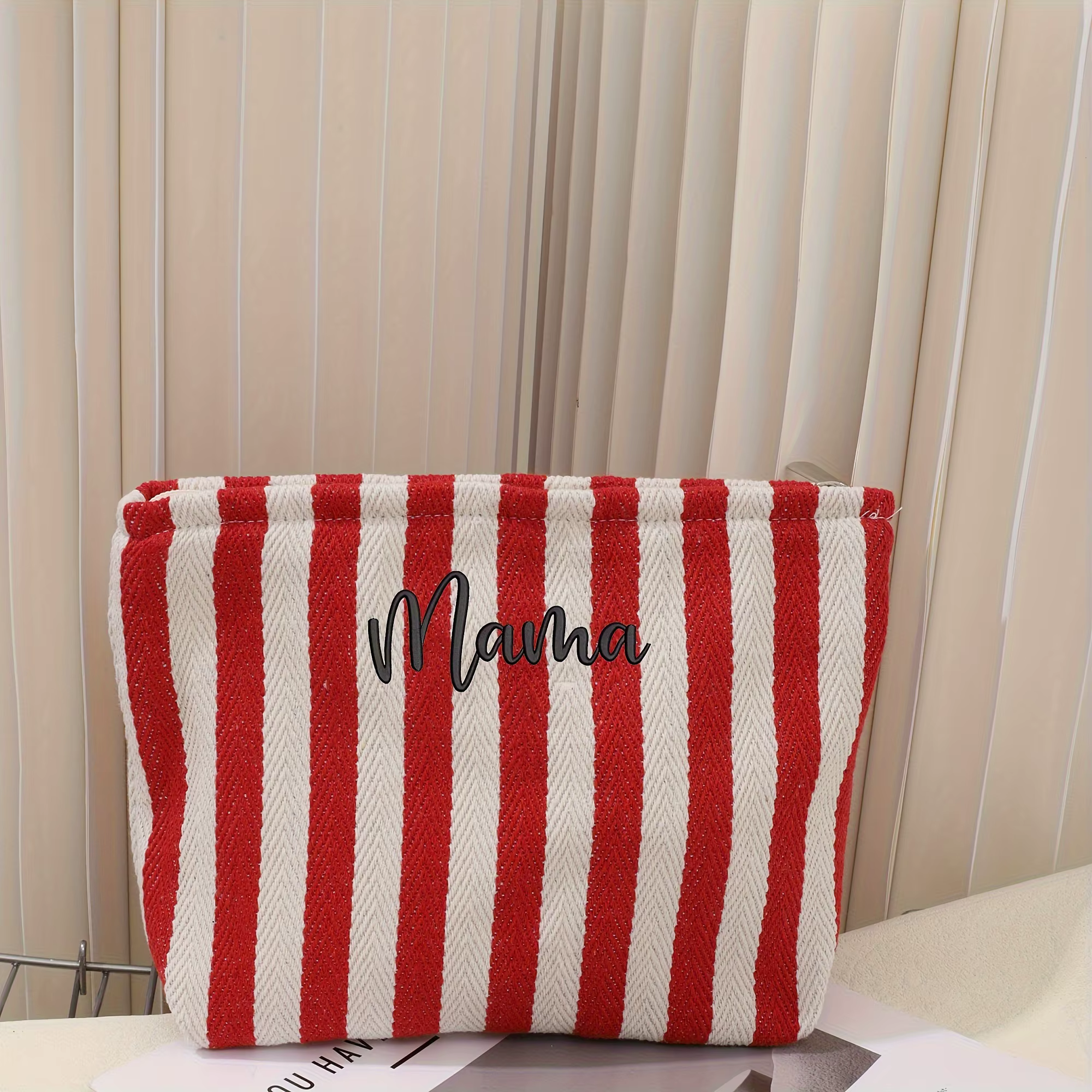 Trousse de maquillage rayée personnalisée
