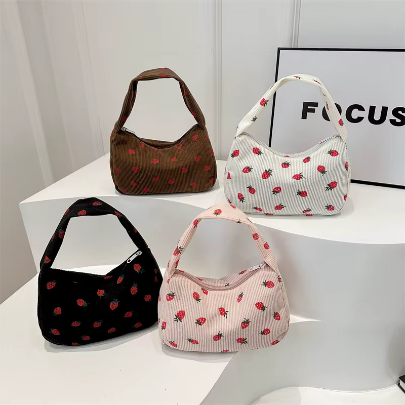 Petit sac à main en velours côtelé pour femmes