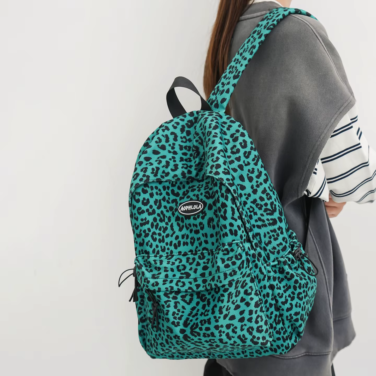 Matériel en daim imprimé léopard femme sac à dos école livre sacs pour adolescentes