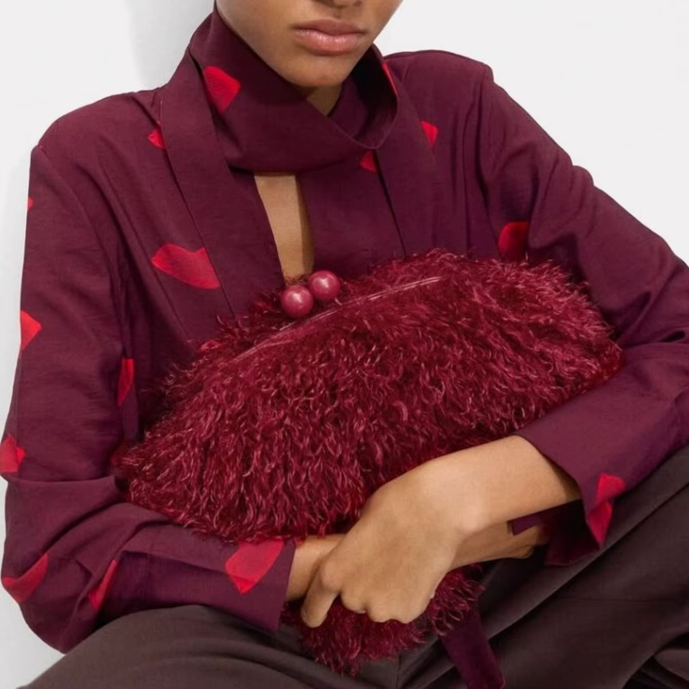 Sac à main en fausse fourrure pour femme