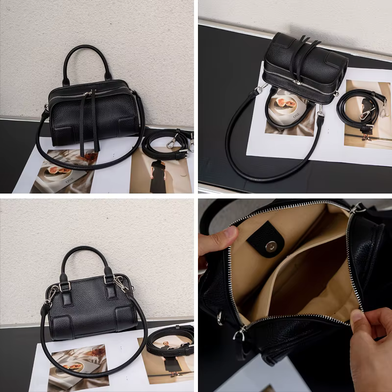 Sac Boston Mini en Cuir de Vachette Véritable pour Femme