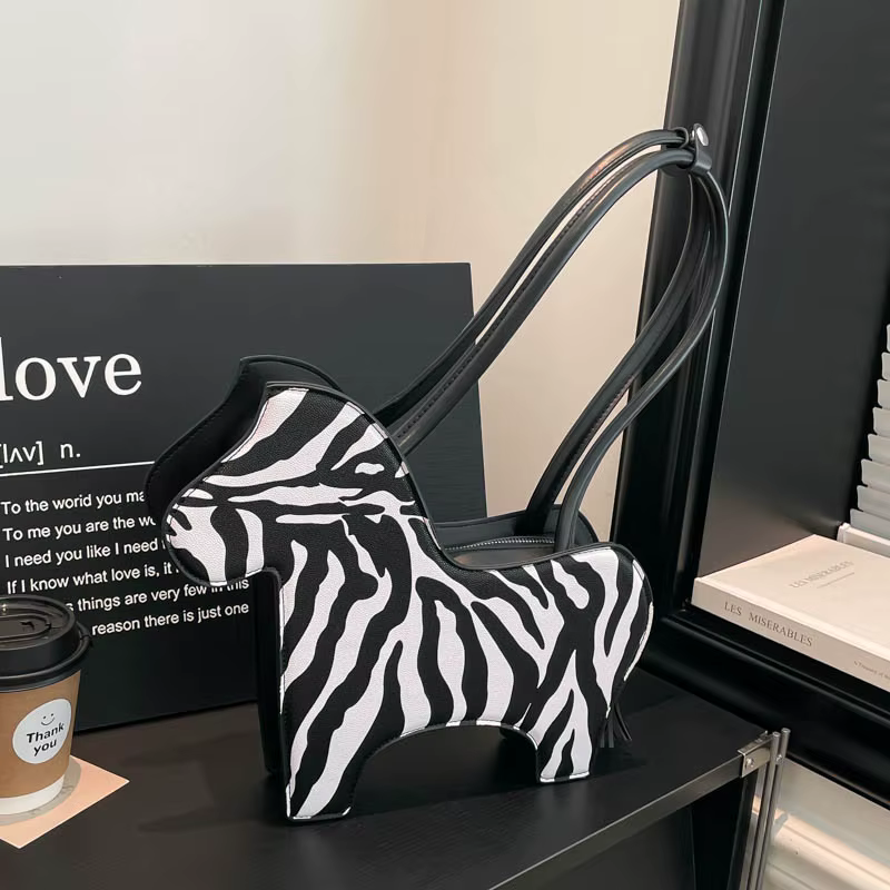 Sac à bandoulière à motif zèbre en cuir PU