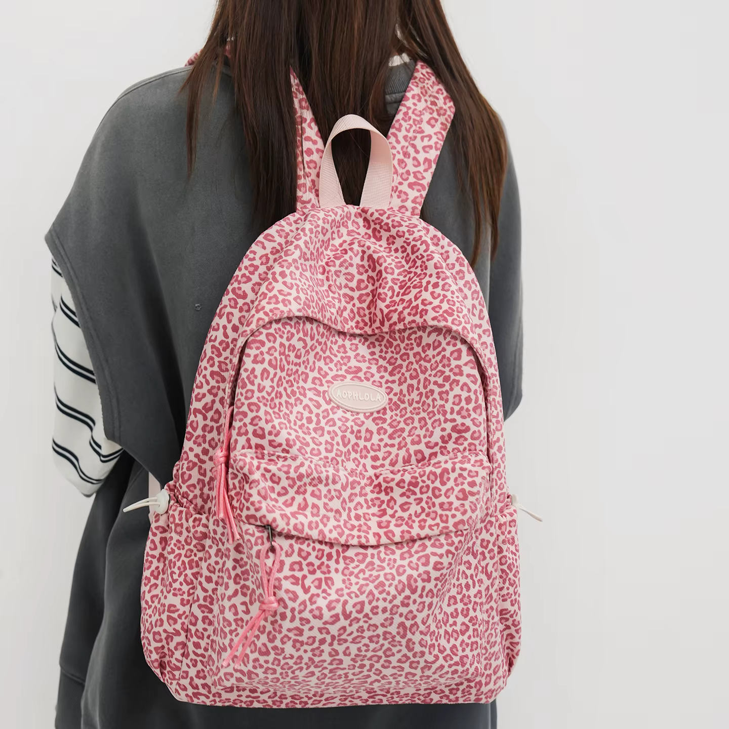 Matériel en daim imprimé léopard femme sac à dos école livre sacs pour adolescentes