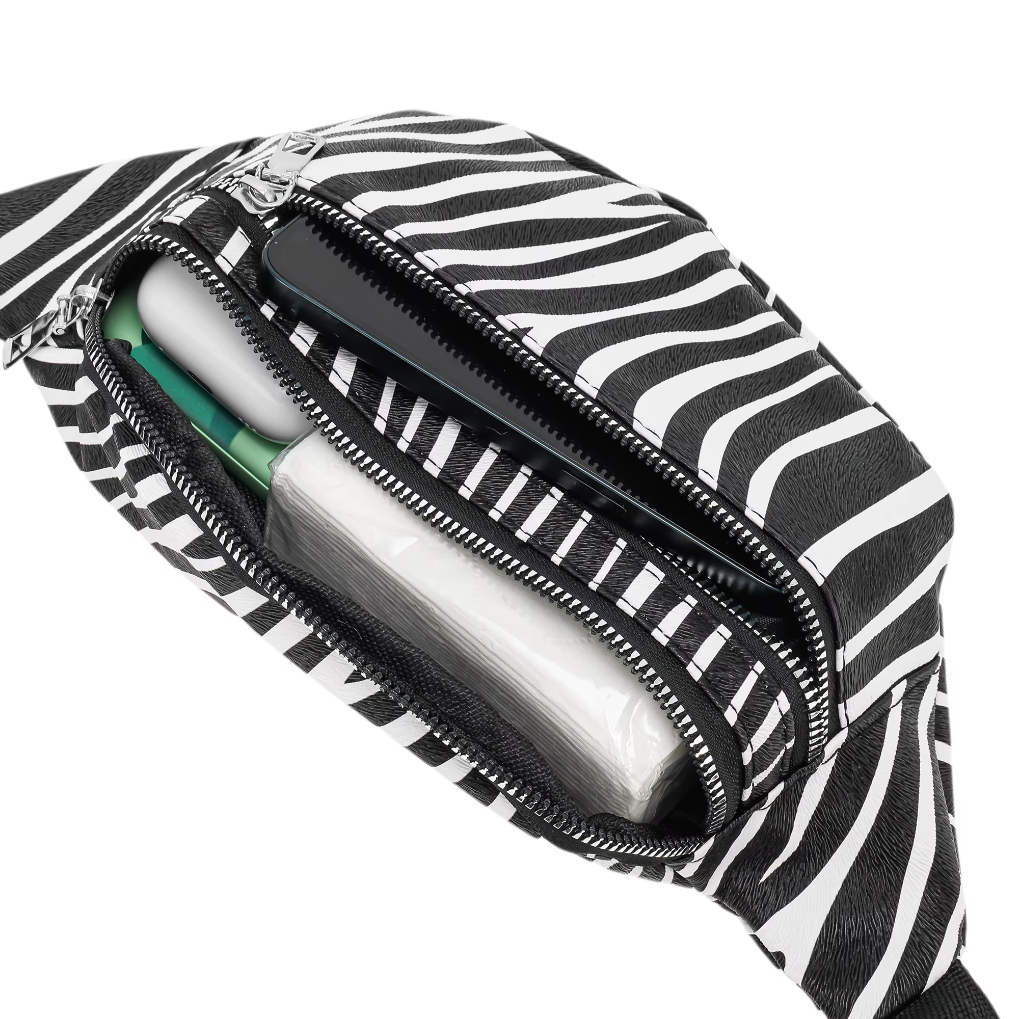 X Autohaux Zèbre Motif Fanny Pack Noir Blanc 1 Pc