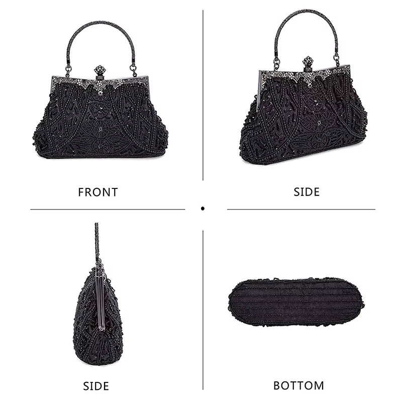 Sac à main de soirée bleu foncé vintage pour femmes