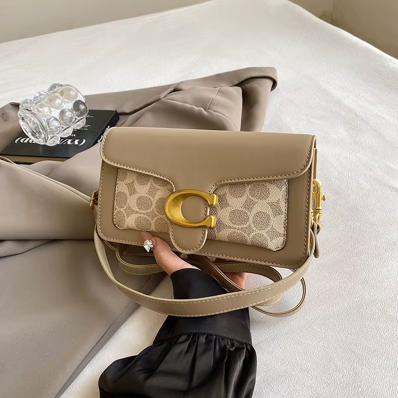 Sac à bandoulière de luxe Tabby avec boucle en C pour femme, en cuir imprimé vintage, sac sous le bras, 2 sangles amovibles, petit sac carré à bandoulière