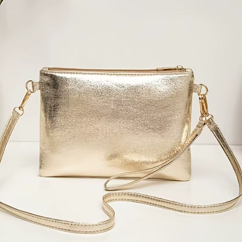 Sac à bandoulière élégant doré brillant