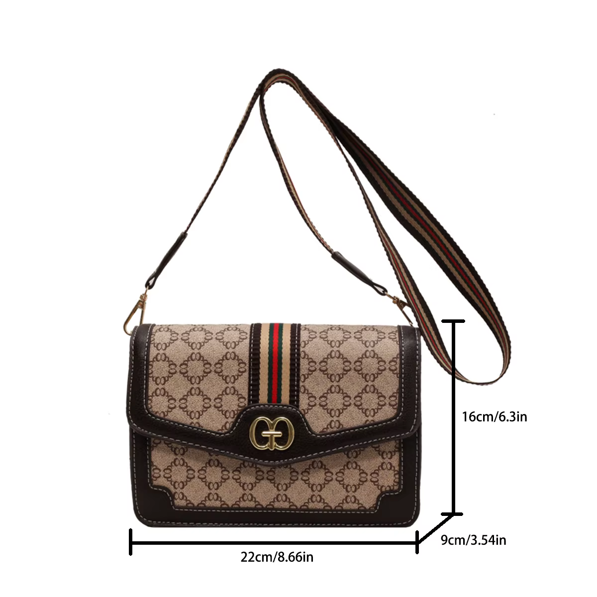 Sac bandoulière classique tendance en PU léger avec rabat