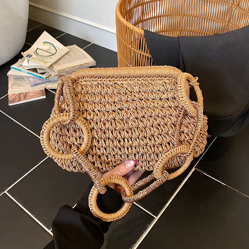Sac à bandoulière rond grand format avec chaîne pour femme