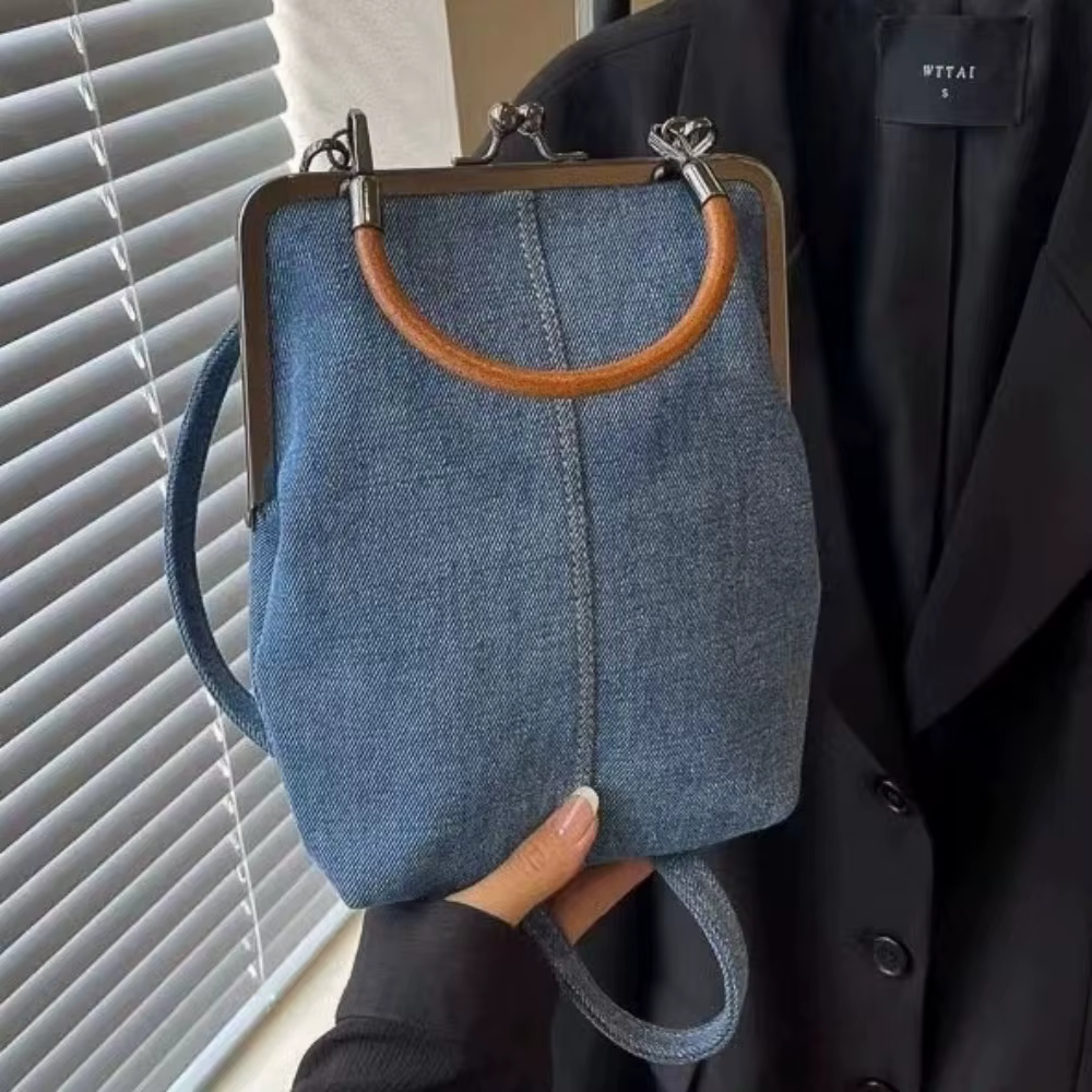 Sac à main en denim bleu marine pour femme
