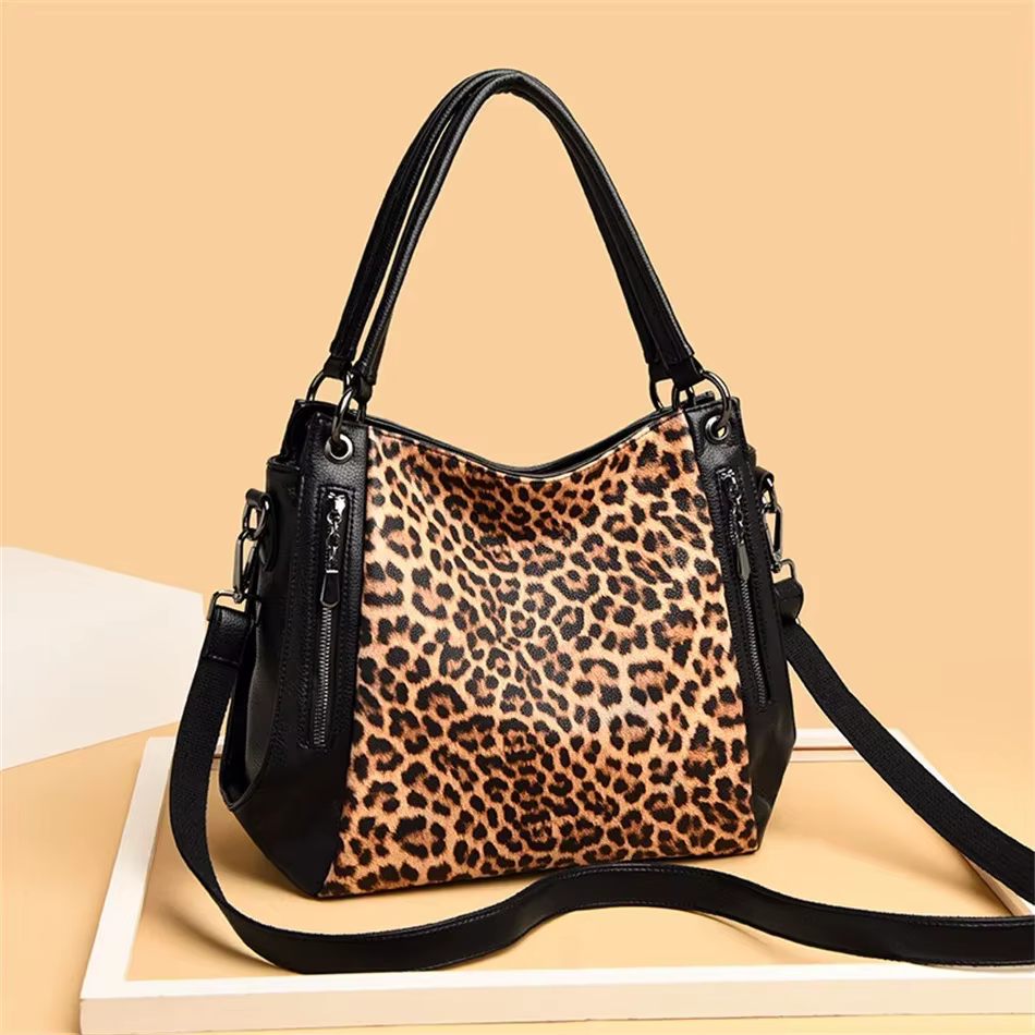Sac à main léopard de luxe pour femmes, Sac à bandoulière décontracté, fourre-tout de styliste, grande capacité, sacoche de travail