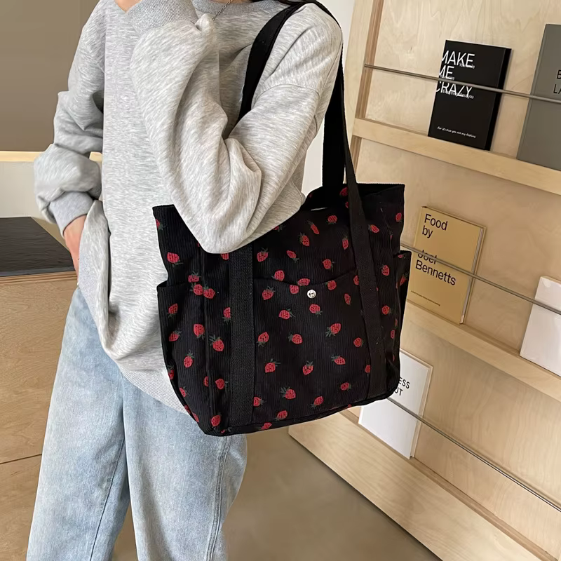 Sac fourre-tout en velours côtelé pour loisirs