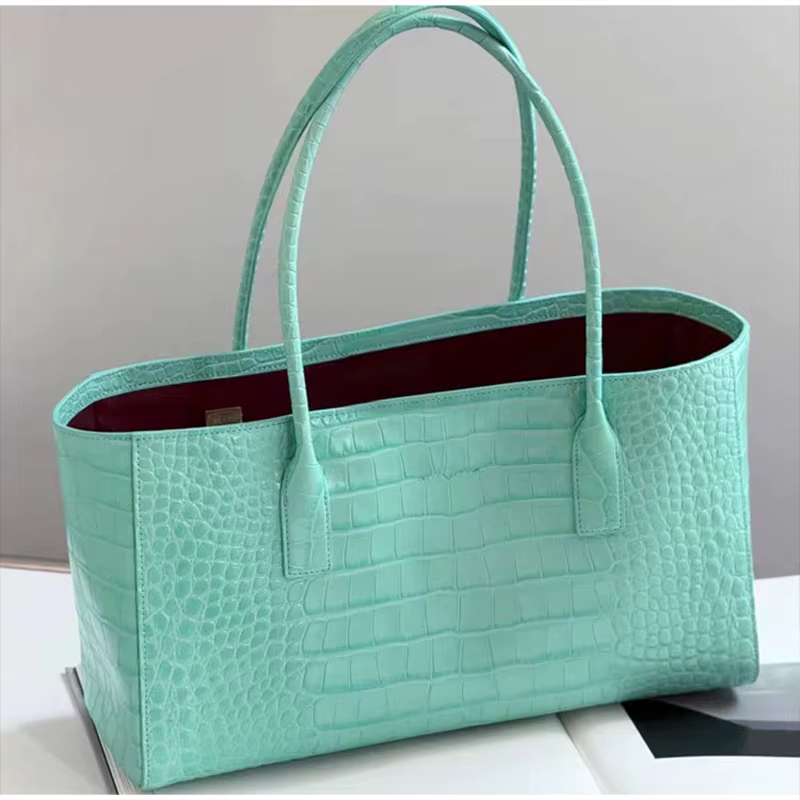 Sac en cuir imprimé crocodile de luxe
