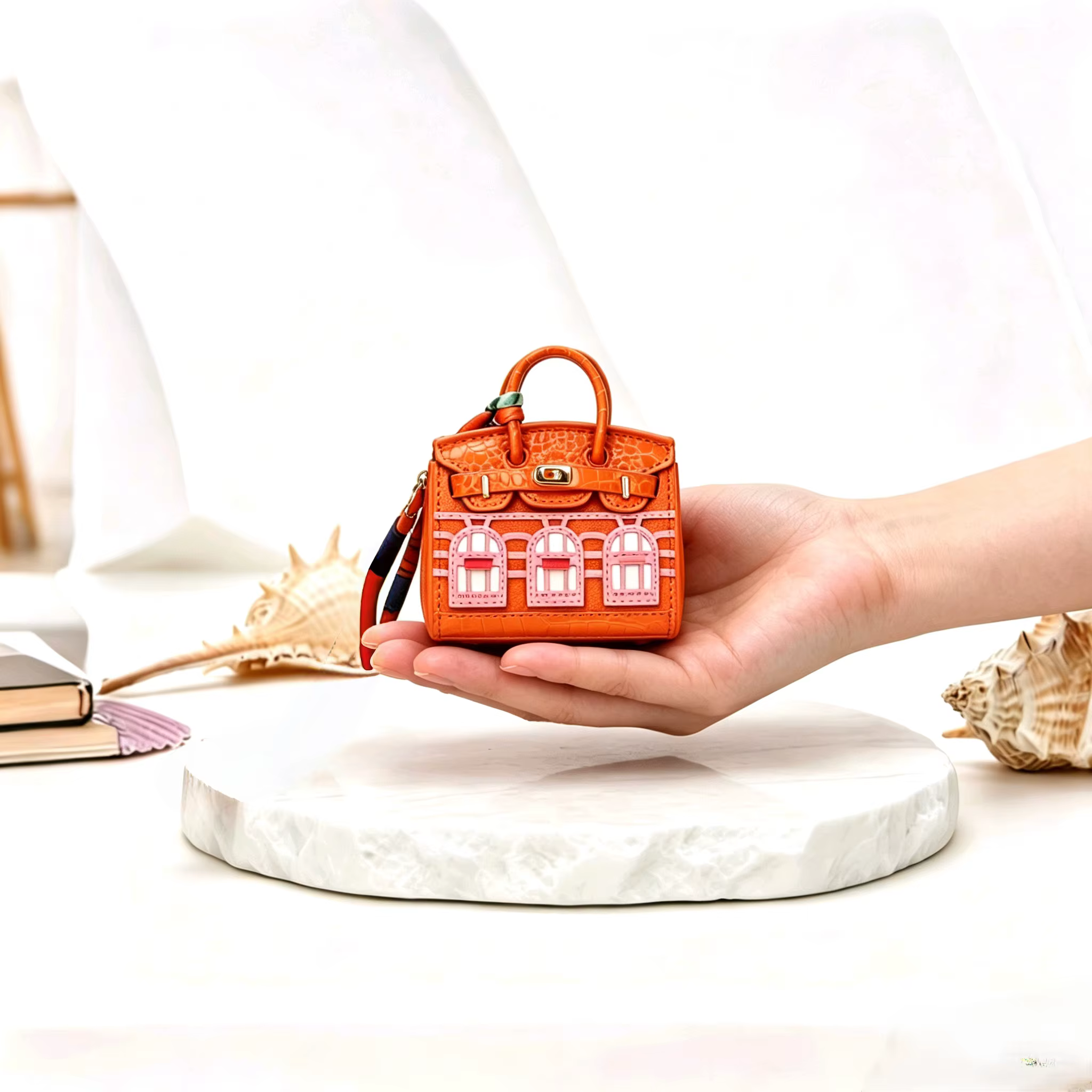 Mini porte-clés en cuir de luxe