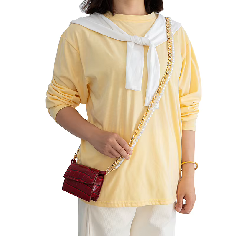 Ensemble de sac à main en similicuir et perles pour femme