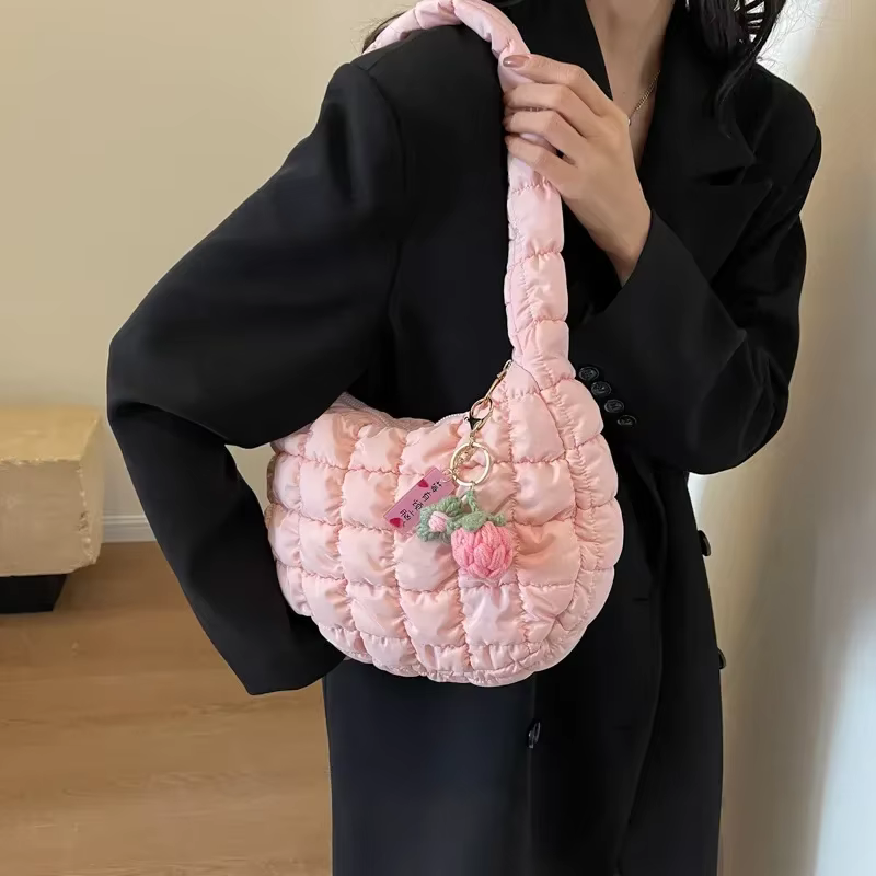 Sac pour femmes Version coréenne doux Girly Style sac à bandoulière mode décontracté bulle boulette sac pli nuage sacs