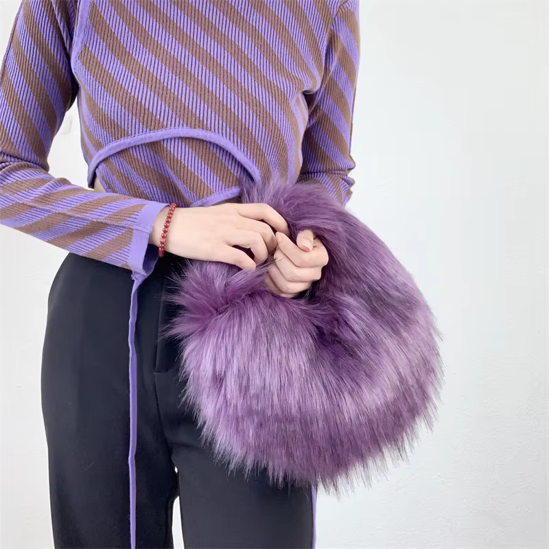 Sac à main Hobos en fausse fourrure pour femme