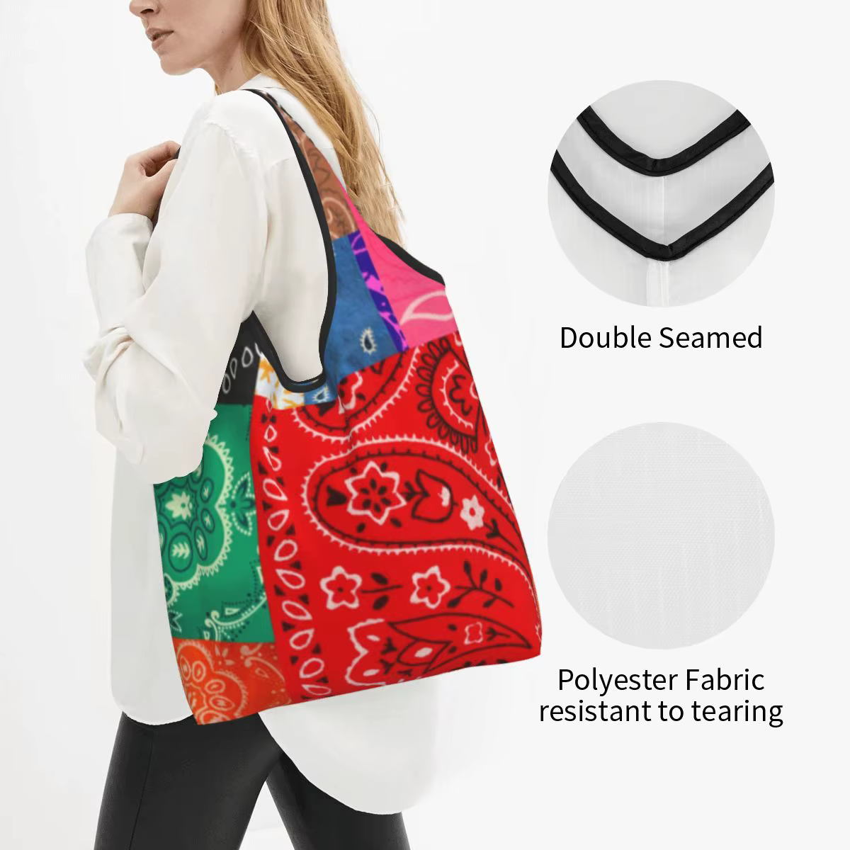 Sac à provisions patchwork bandana pour femme