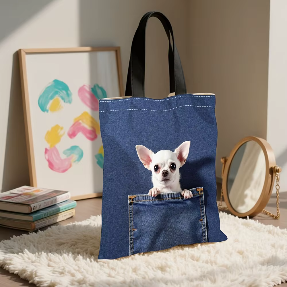 Chihuahua Peeking hors de poche motif sac à main mignon chat fourre-tout sacs pour le Shopping