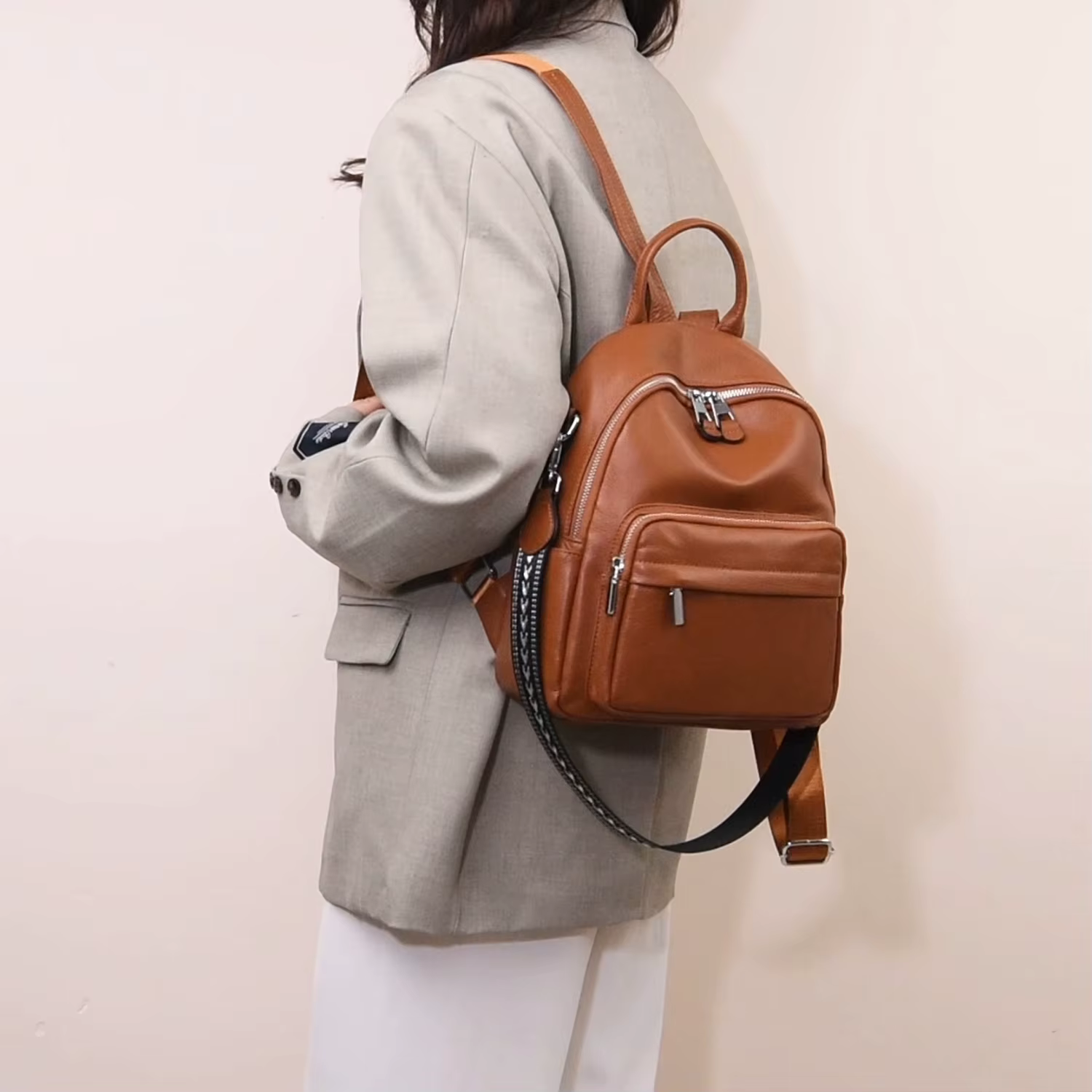 Sacs à dos de luxe en cuir véritable pour femmes