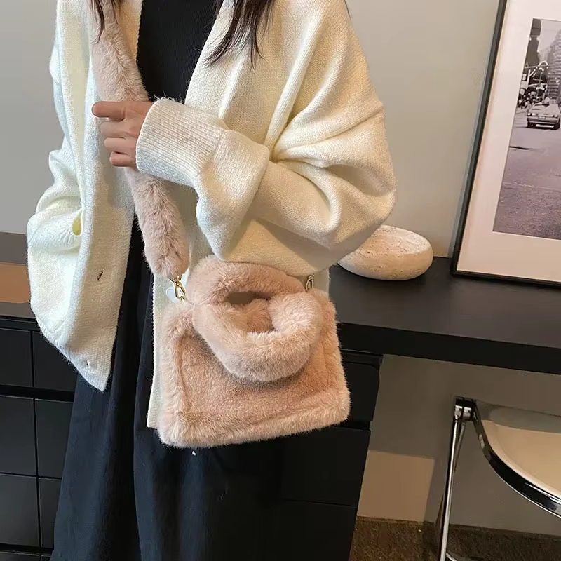 Sac à Main de Luxe en Fausse Fourrure pour Femme