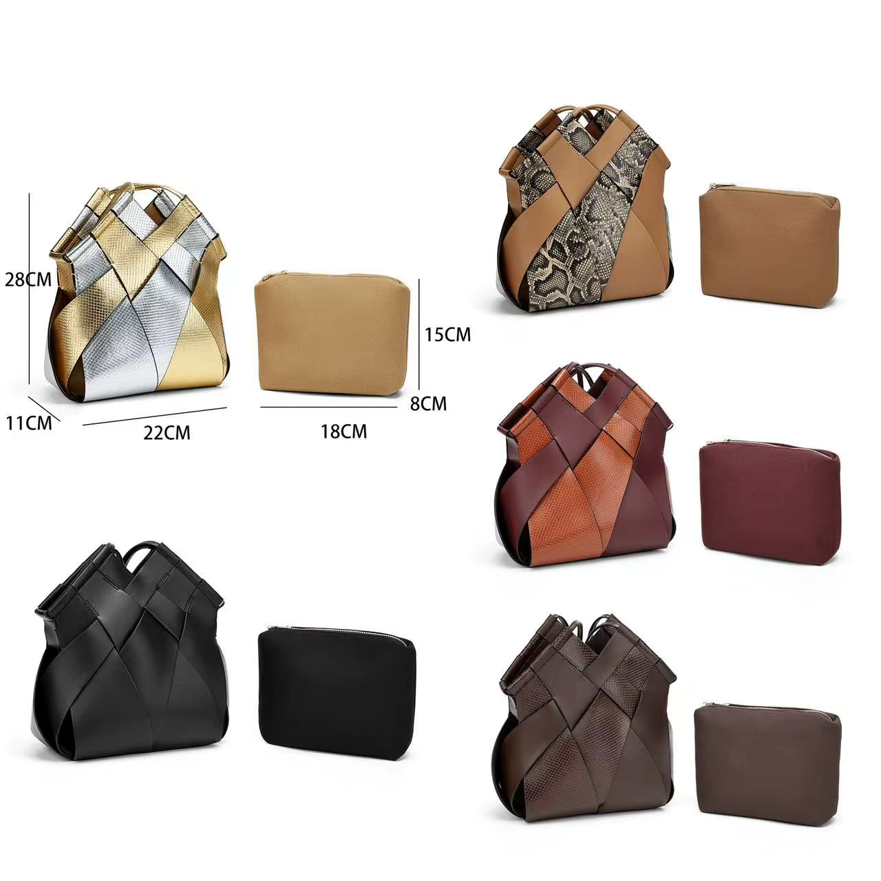 Sac à main décontracté à la mode Style de rue matériau PU fermeture en forme de seau sac pour femme de taille moyenne