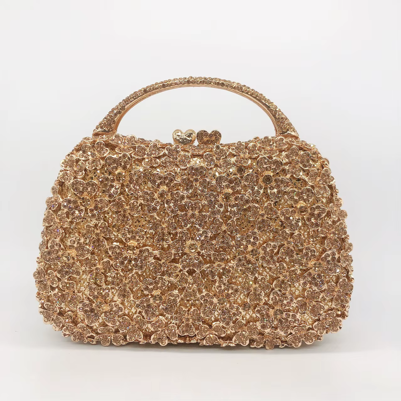 Petit sac ovale de couleur unie ouvert en or