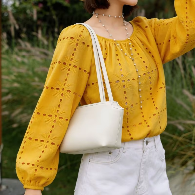 Sac fourre-tout pour femme en cuir d'agneau souple