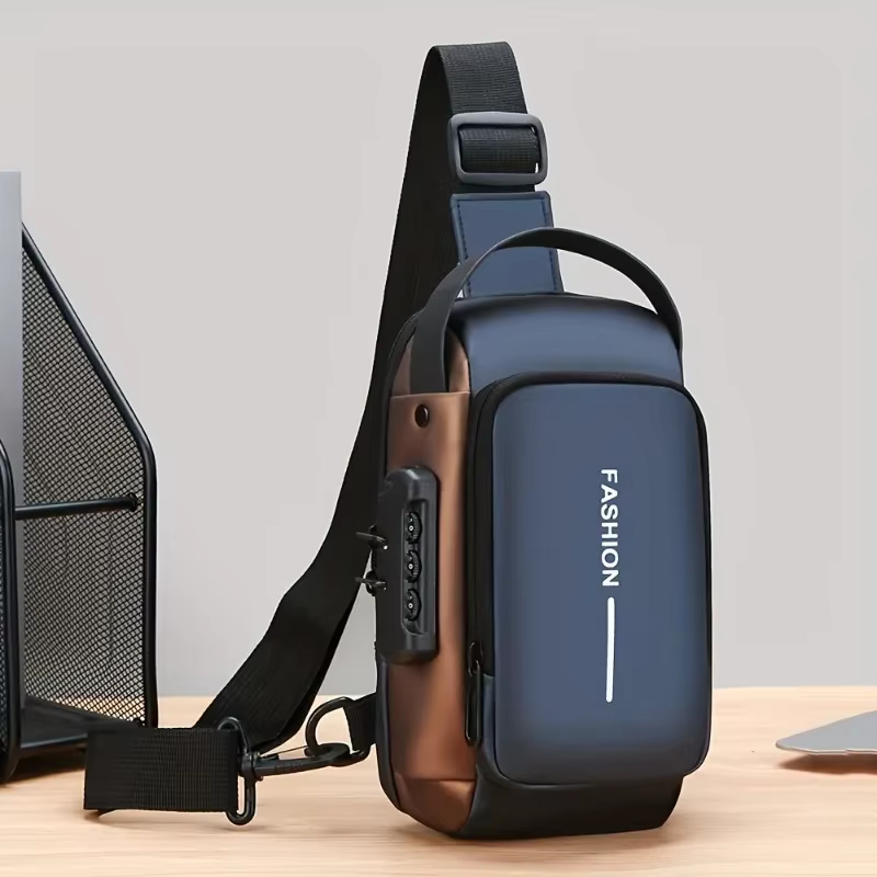 Sac à bandoulière en tissu Oxford durable pour hommes – Sac de poitrine élégant pour moto avec poche pour téléphone