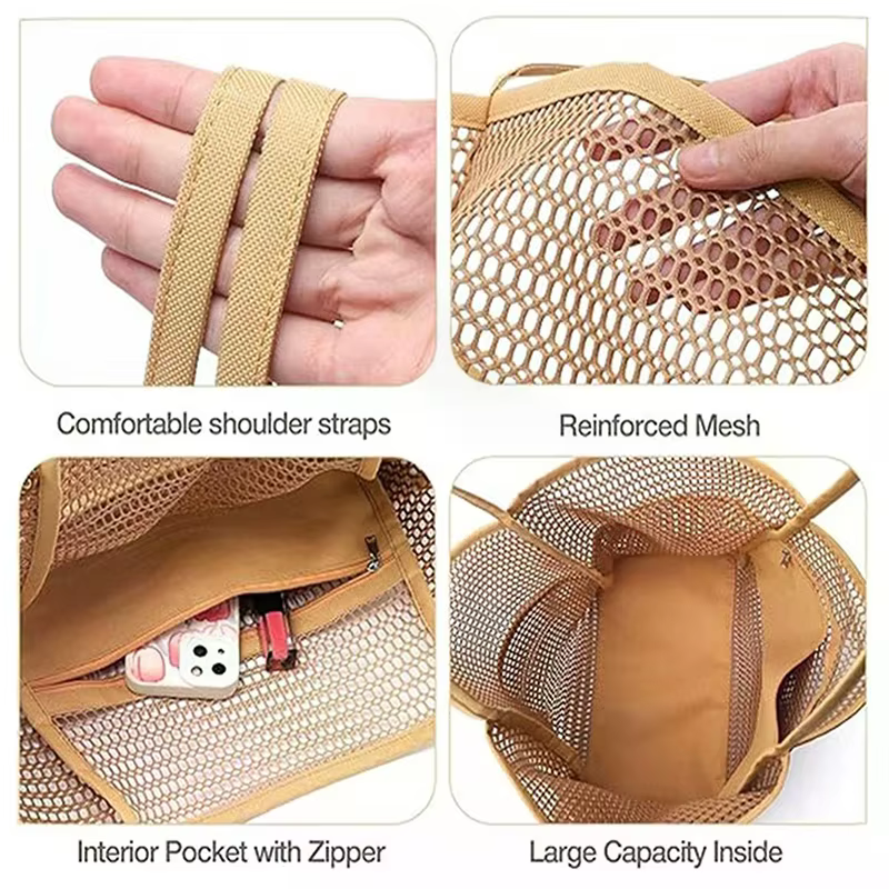 Sac fourre-tout d'été en maille respirante pour femme, sac à bandoulière léger