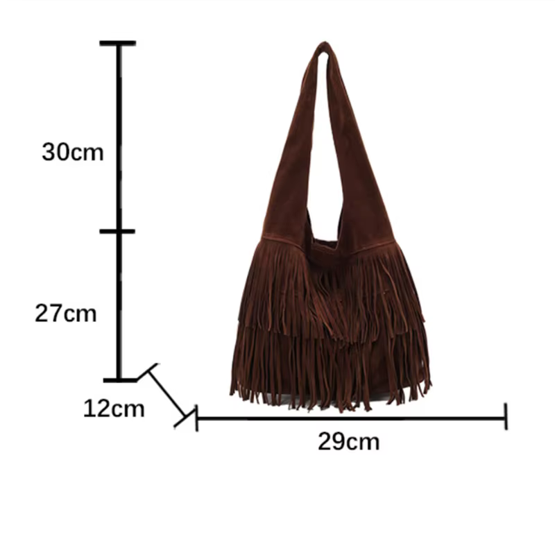 Sac fourre-tout à franges pour femme Perfect Lily avec fermeture et détails festonnés