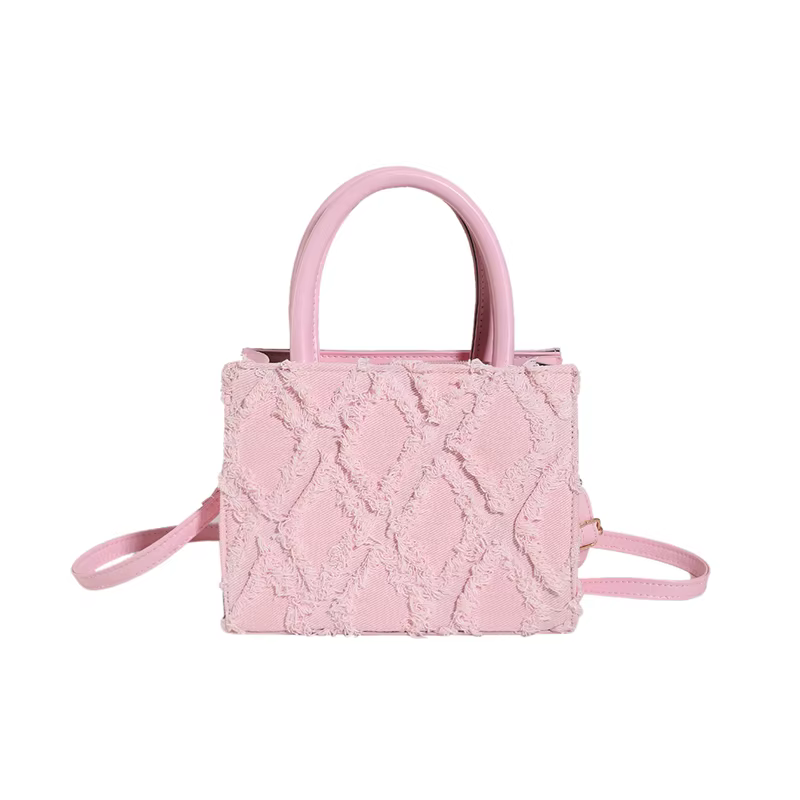 Sacs à main vintage en toile avec pompon pour femmes
