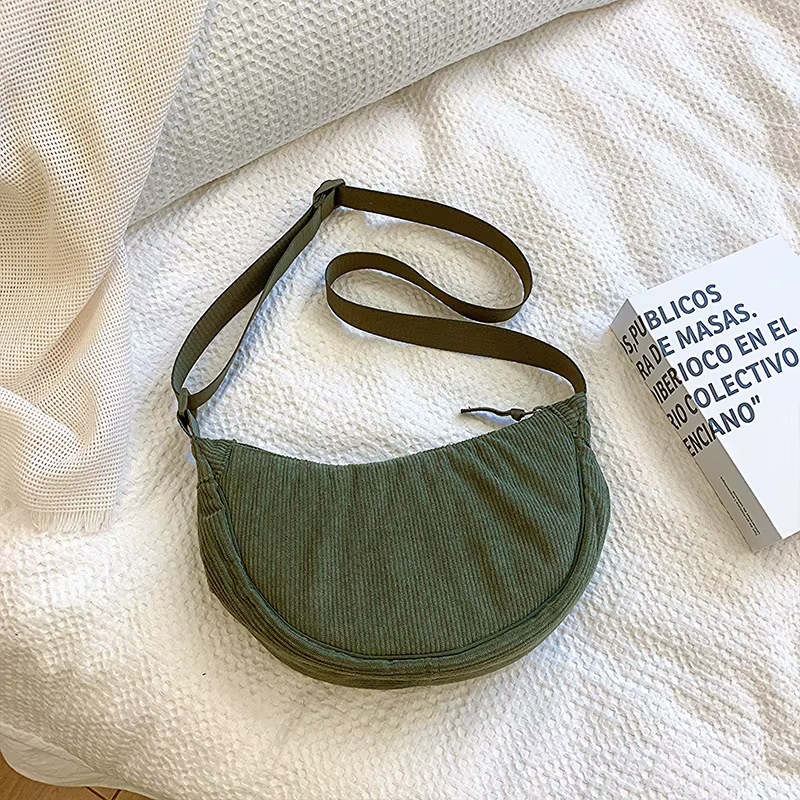 Sac à bandoulière Hobos en velours côtelé pour femmes