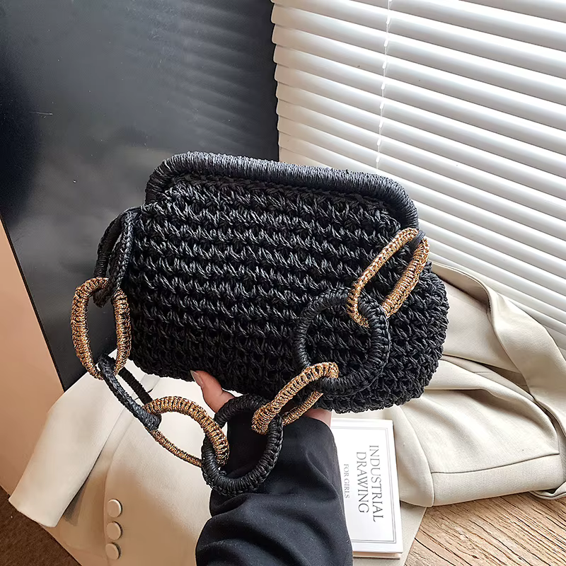 Sac à bandoulière rond grand format avec chaîne pour femme