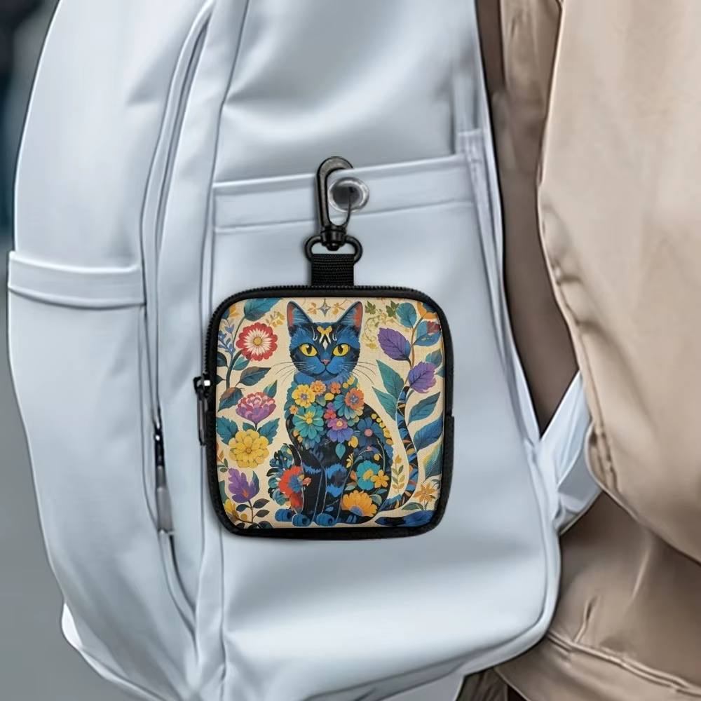 Nouveau Mini porte-monnaie chat imprimé léger écouteur sac Portable en cuir artificiel fermeture éclair sac de rangement amis cadeau