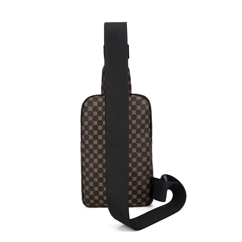 Sac de poitrine classique à motif écossais marron