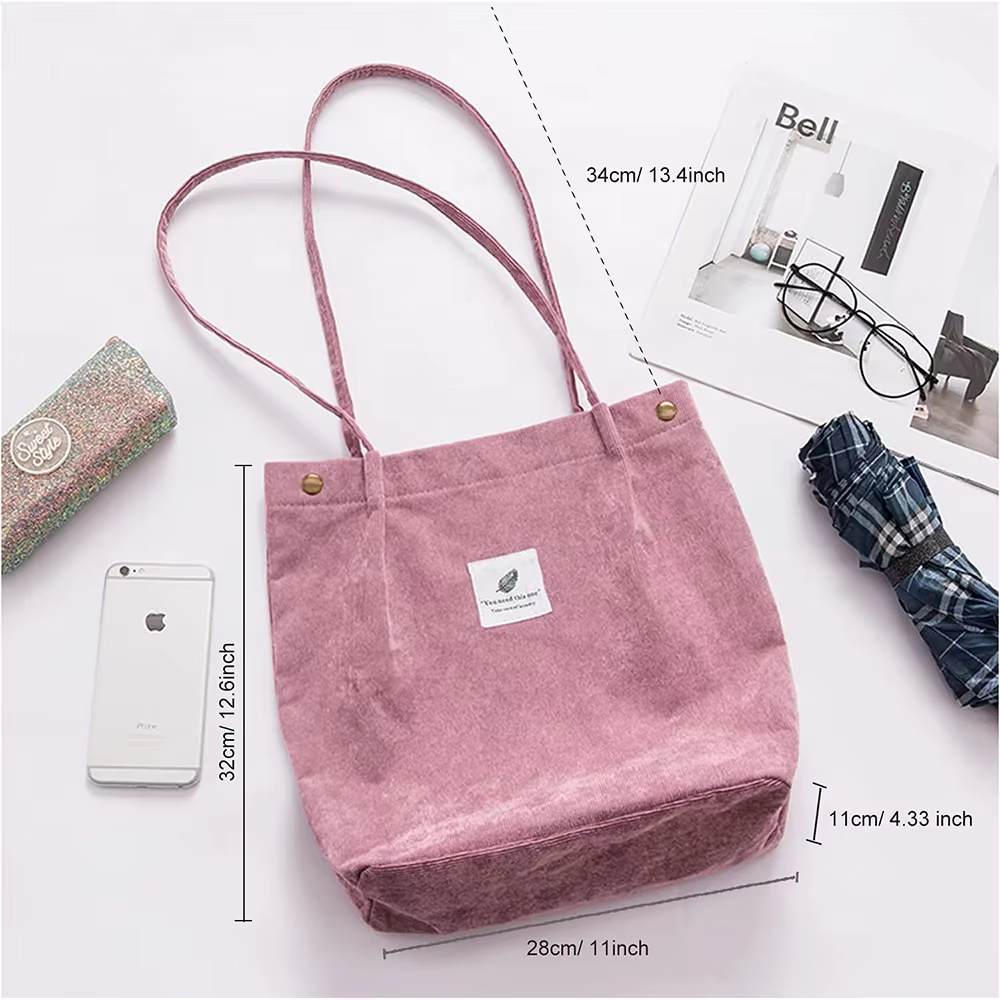 Sac à Main en Velours Côtelé pour Femme