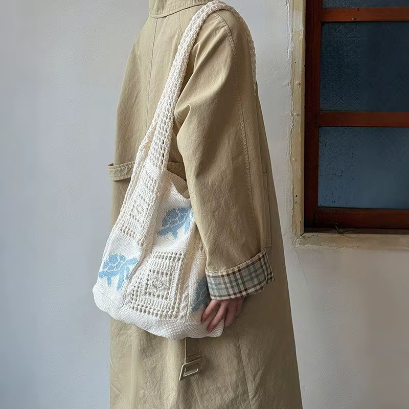 Sac à bandoulière grande capacité en crochet