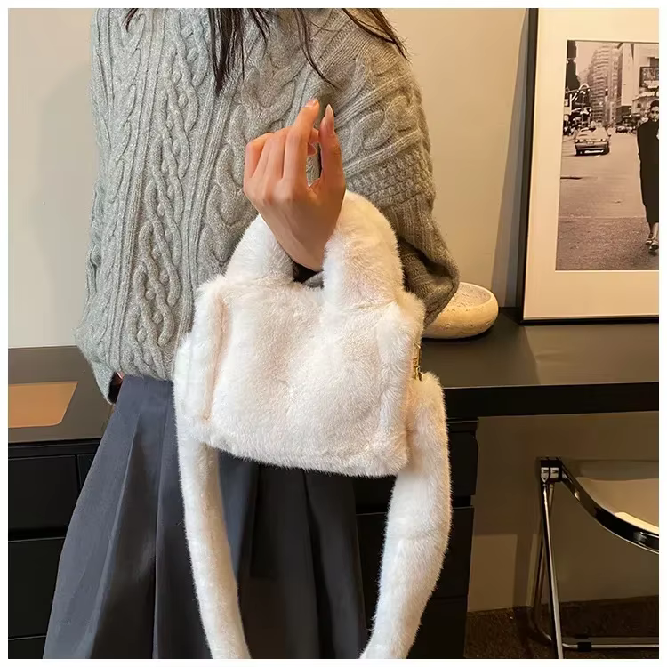 Sac à Main de Luxe en Fausse Fourrure pour Femme