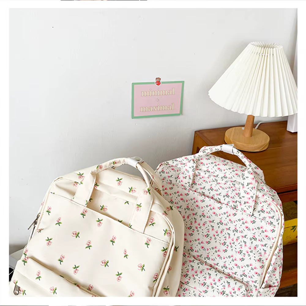 Sac à dos floral personnalisé pour filles douces, lycéennes légères, noms brodés pour sacs à dos pour filles