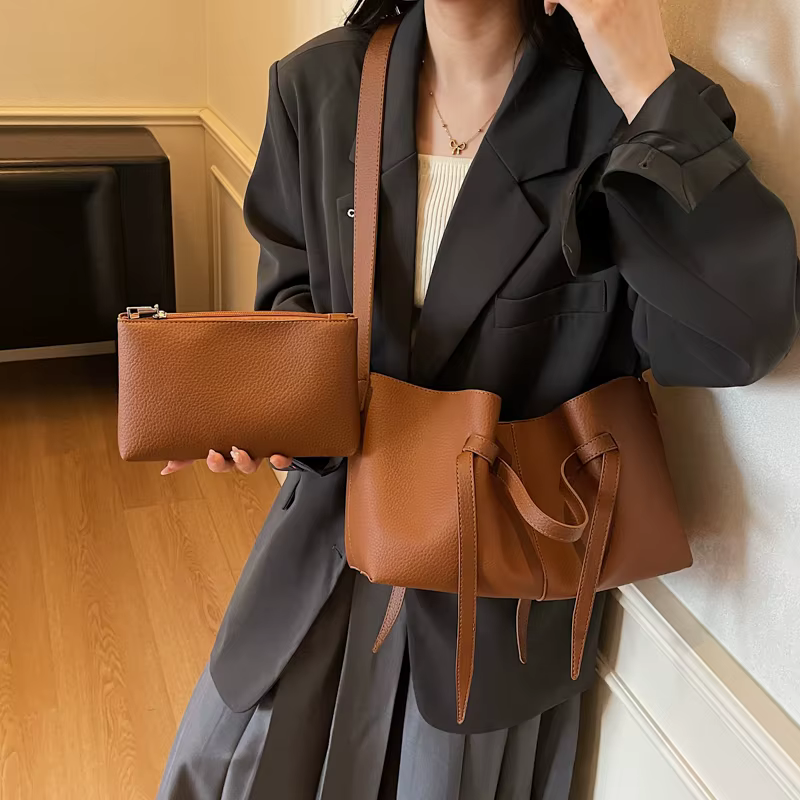 Noir décontracté doux grande capacité fourre-tout femmes sacs à main concepteur de luxe en cuir Pu sac à bandoulière