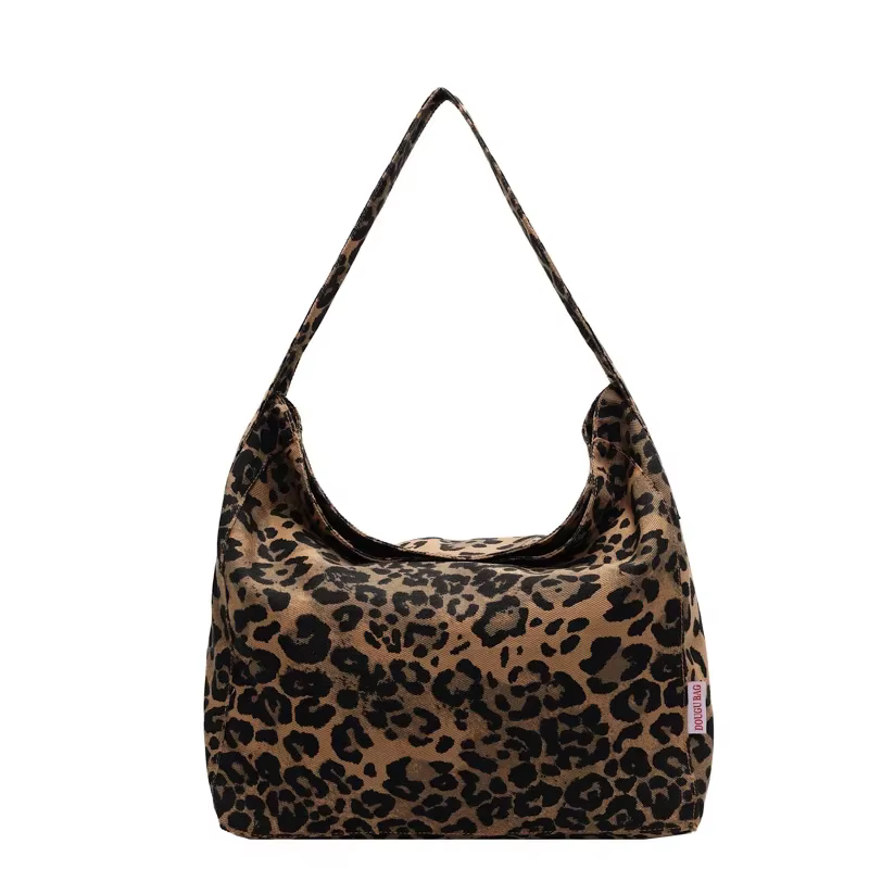 Sac à main en toile léopard vintage pour femmes 2025 Grand sac fourre-tout