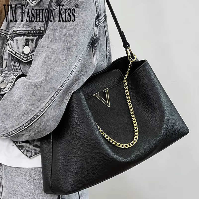 Sac fourre-tout élégant pour femme en cuir PU noir