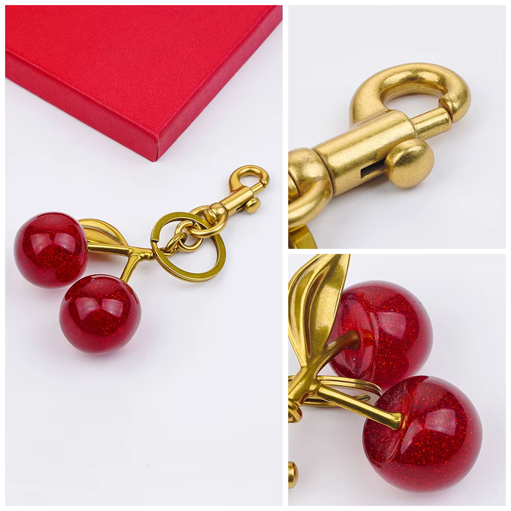Porte-clés pendentif de sac à main à breloque cerise pour femmes