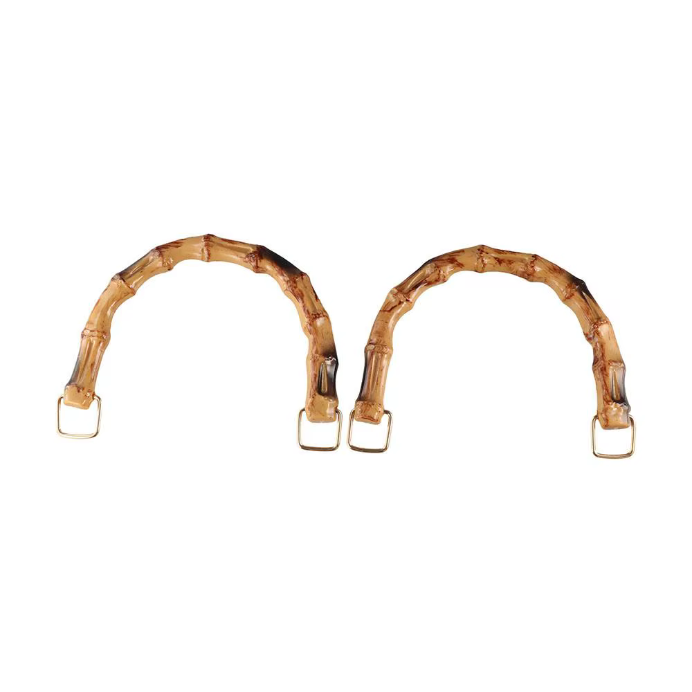 2 pièces poignées en bambou or naturel exotique toucher lisse poignée de sac à main en forme de U