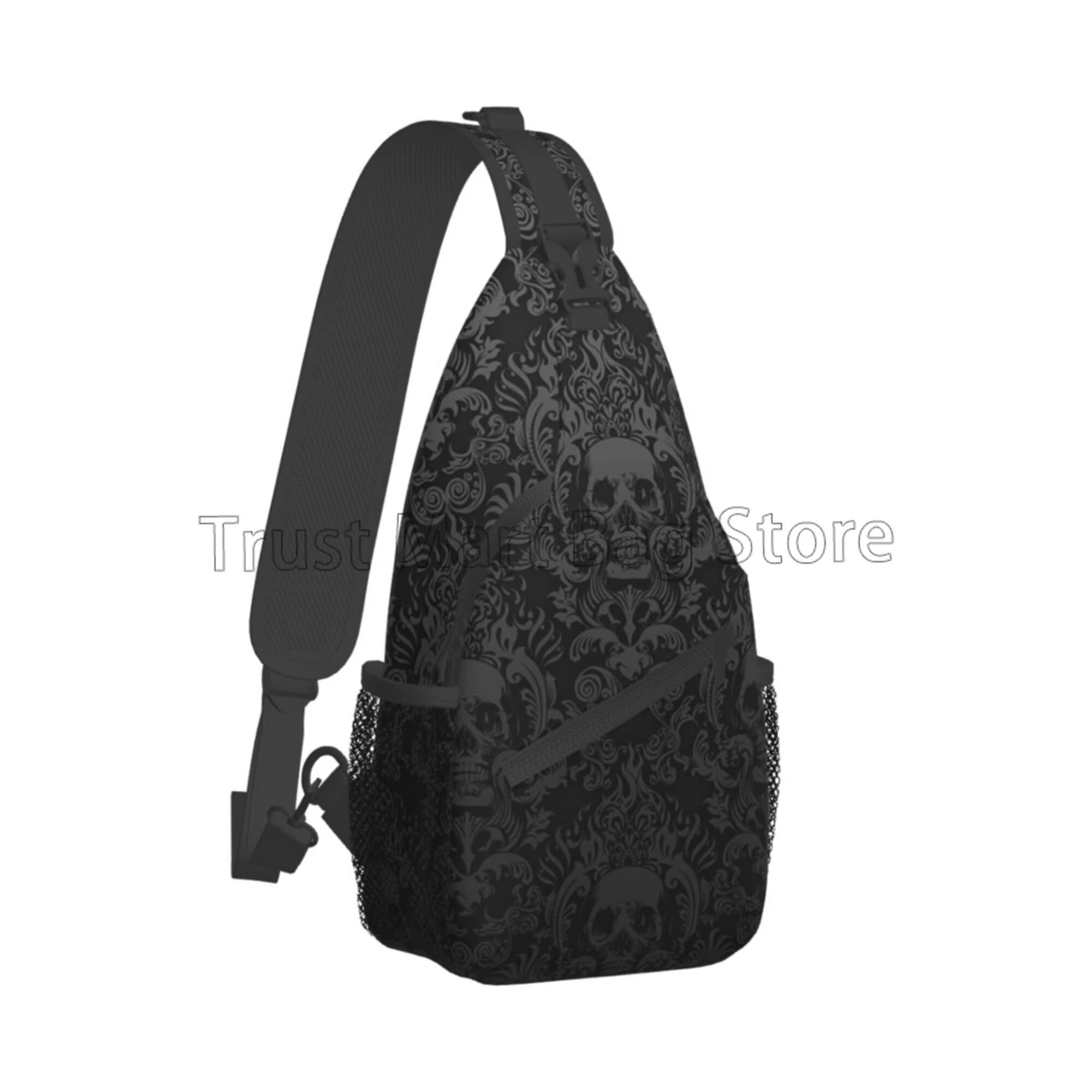 Vintage noir gothique crâne damassé sac à bandoulière sac