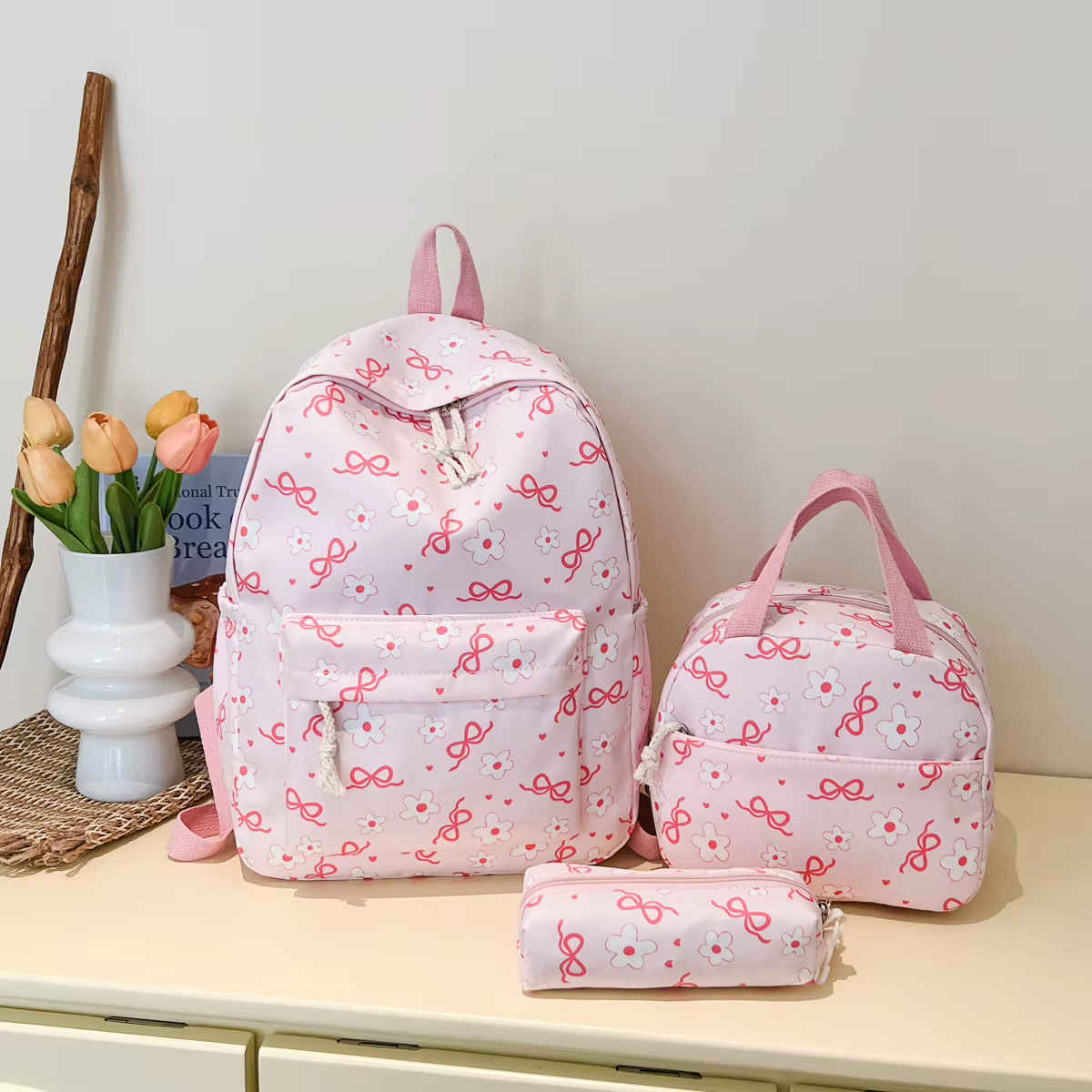 Sac à dos imprimé fleurs avec nœud