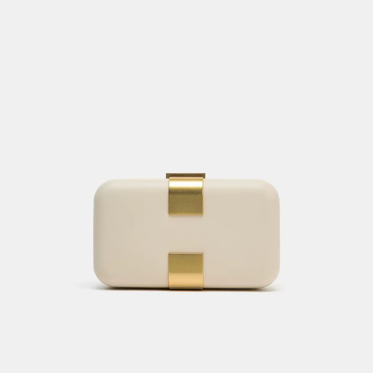 Pochette blanche crème pour femme - Sac de soirée rigide avec fermoir en métal doré